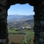 Looking through a castle window in Villach, Austria